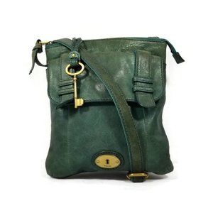 Fossil Dark Green Leather Crossbody